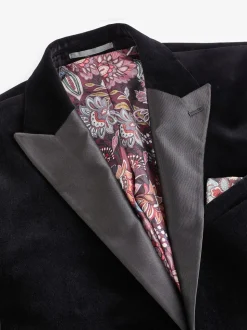 Zwart - Normale Pasvorm - Signature Pontoglio Italiaanse fluwelen blazer