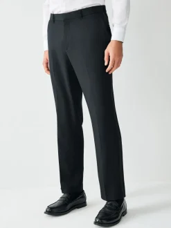 Zwart - Normale Pasvorm - Smokingpantalon met biesdetail en textuur