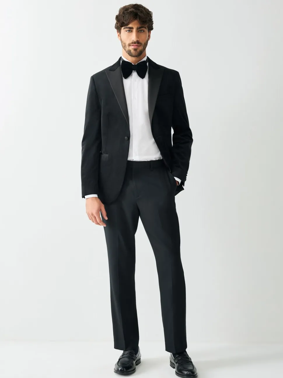 Zwart - Normale Pasvorm - Smokingpantalon met biesdetail en textuur