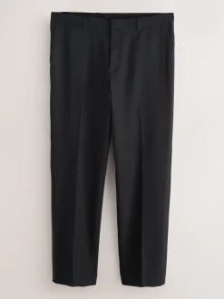 Zwart - Normale Pasvorm - Smokingpantalon met biesdetail en textuur