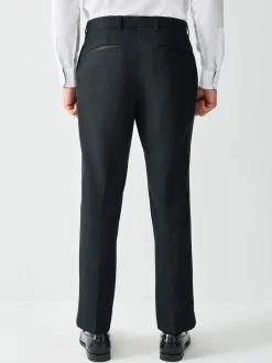 Zwart - Normale Pasvorm - Smokingpantalon met biesdetail en textuur