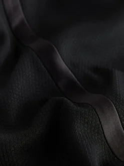 Zwart - Normale Pasvorm - Smokingpantalon met biesdetail en textuur
