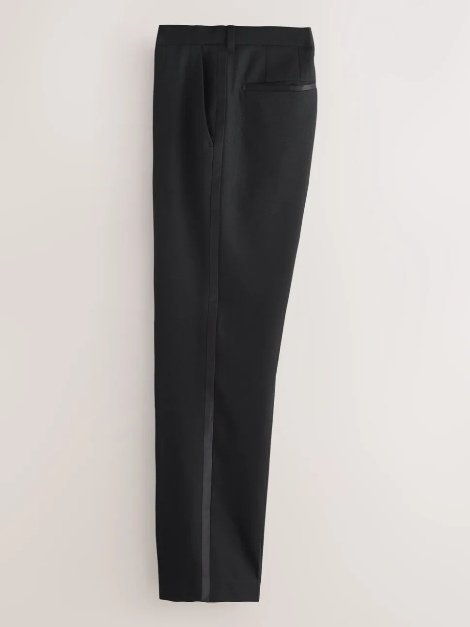 Zwart - Normale Pasvorm - Smokingpantalon met biesdetail en textuur