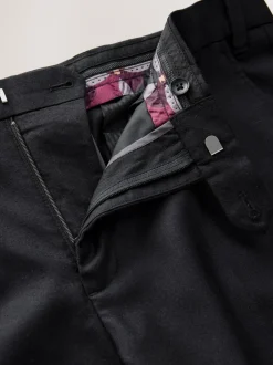 Zwart - Normale Pasvorm - Signature - 100% Wollen broek met Motion Flex-tailleband