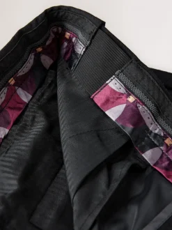 Zwart - Normale Pasvorm - Signature - 100% Wollen broek met Motion Flex-tailleband