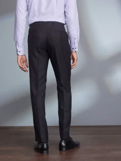 Zwart - Normale Pasvorm - Signature - 100% Wollen broek met Motion Flex-tailleband