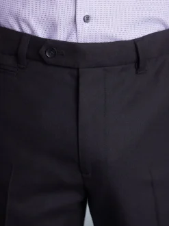 Zwart - Normale Pasvorm - Signature - 100% Wollen broek met Motion Flex-tailleband