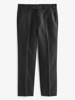 Zwart - Normale Pasvorm - Signature - 100% Wollen broek met Motion Flex-tailleband