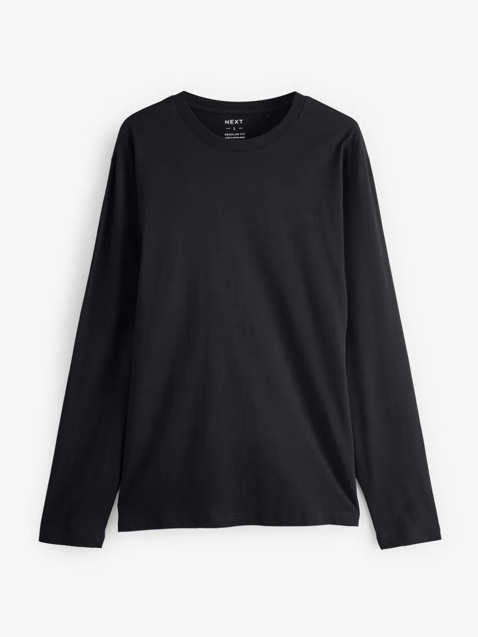 Zwart - Normale Pasvorm - T-shirt met lange mouwen en ronde hals