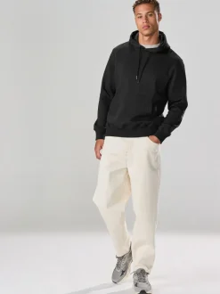 Zwart - Normale Pasvorm - Zwaargewicht Cotton Rich Jersey Hoodie