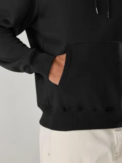Zwart - Normale Pasvorm - Zwaargewicht Cotton Rich Jersey Hoodie