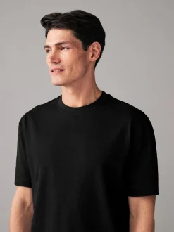 Zwart - Normale Pasvorm - Zwaar T-shirt