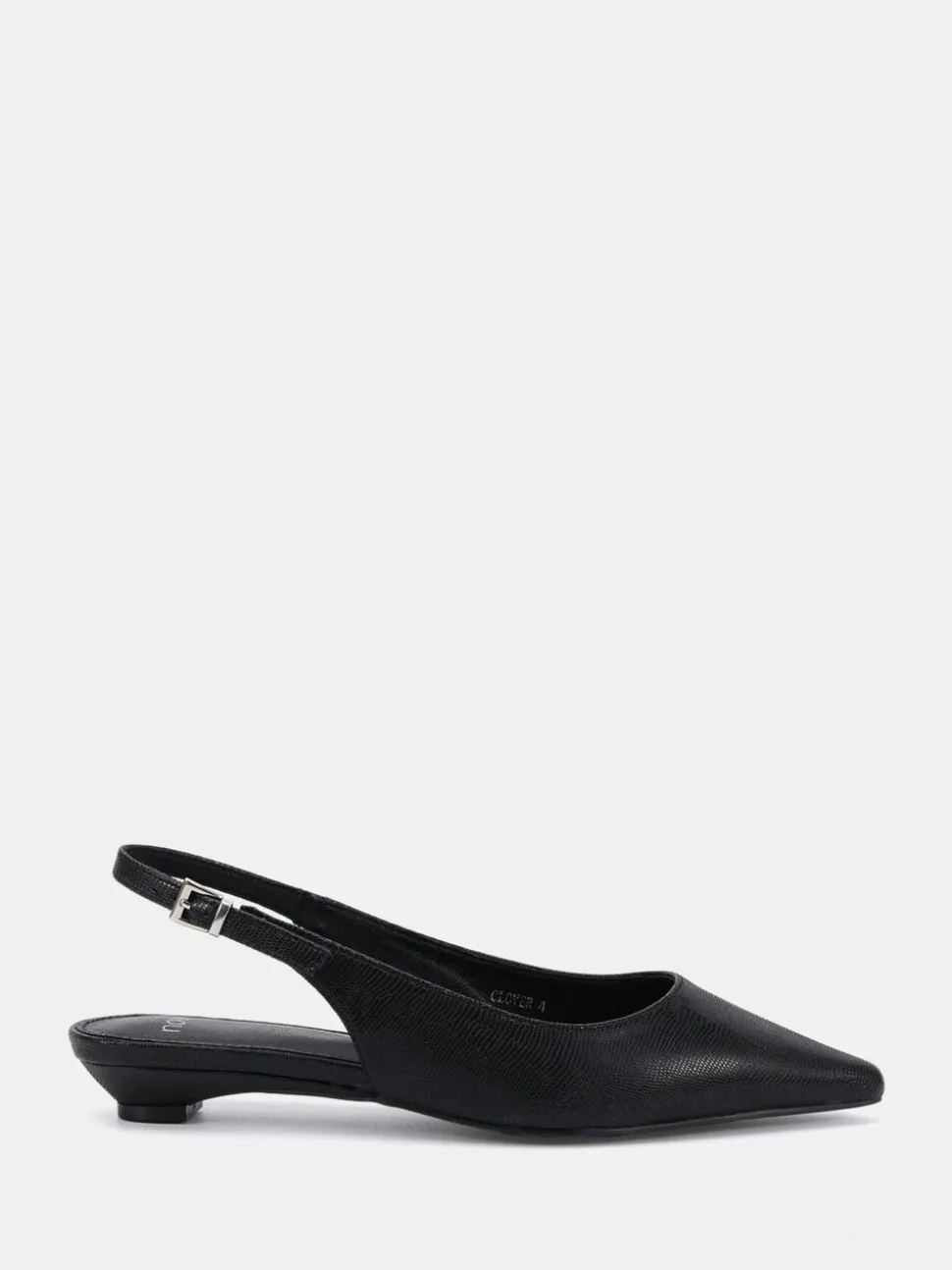 Zwart - Novo Clover Point Toe Low Heel Slingback Shoes