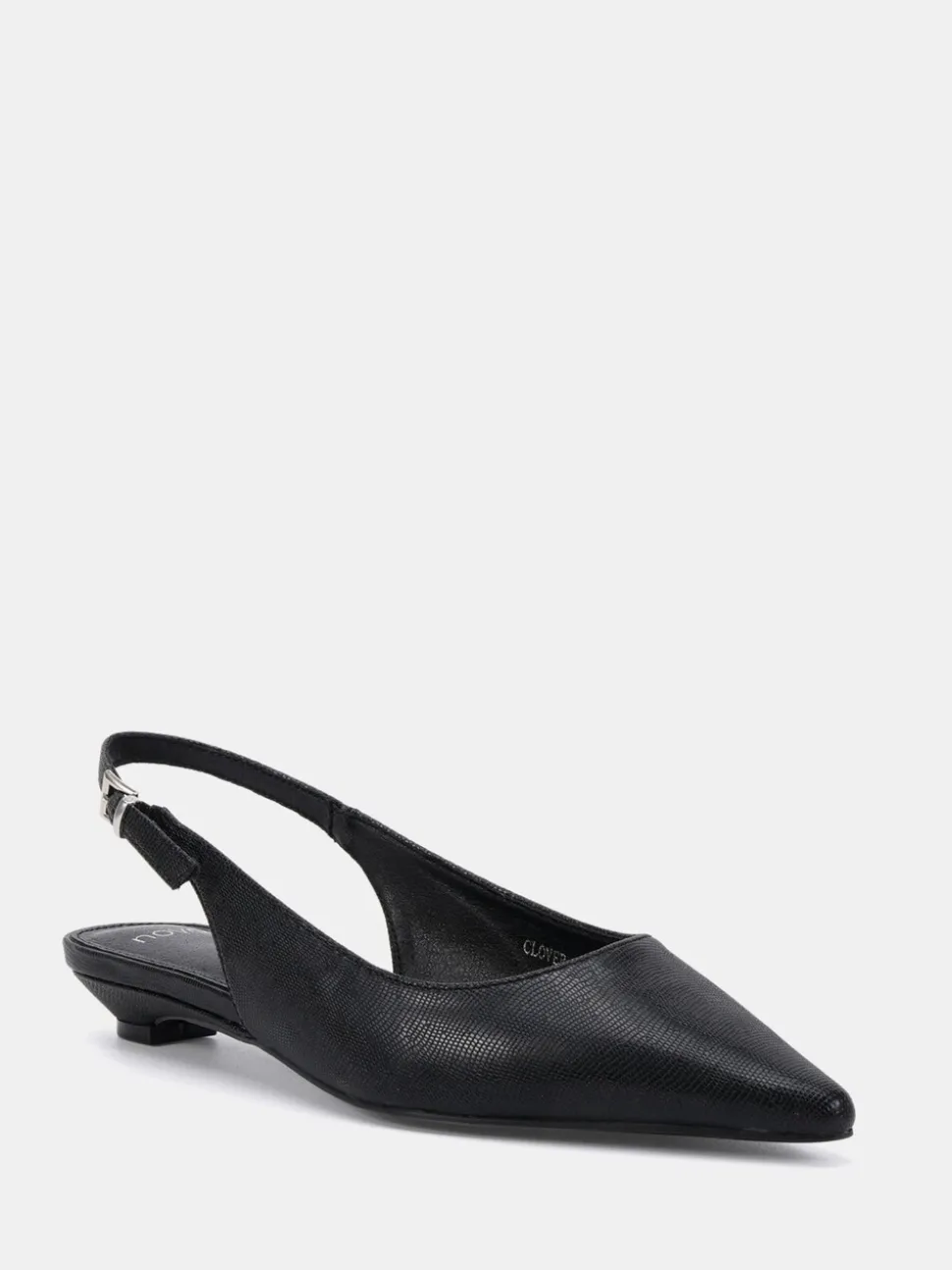 Zwart - Novo Clover Point Toe Low Heel Slingback Shoes