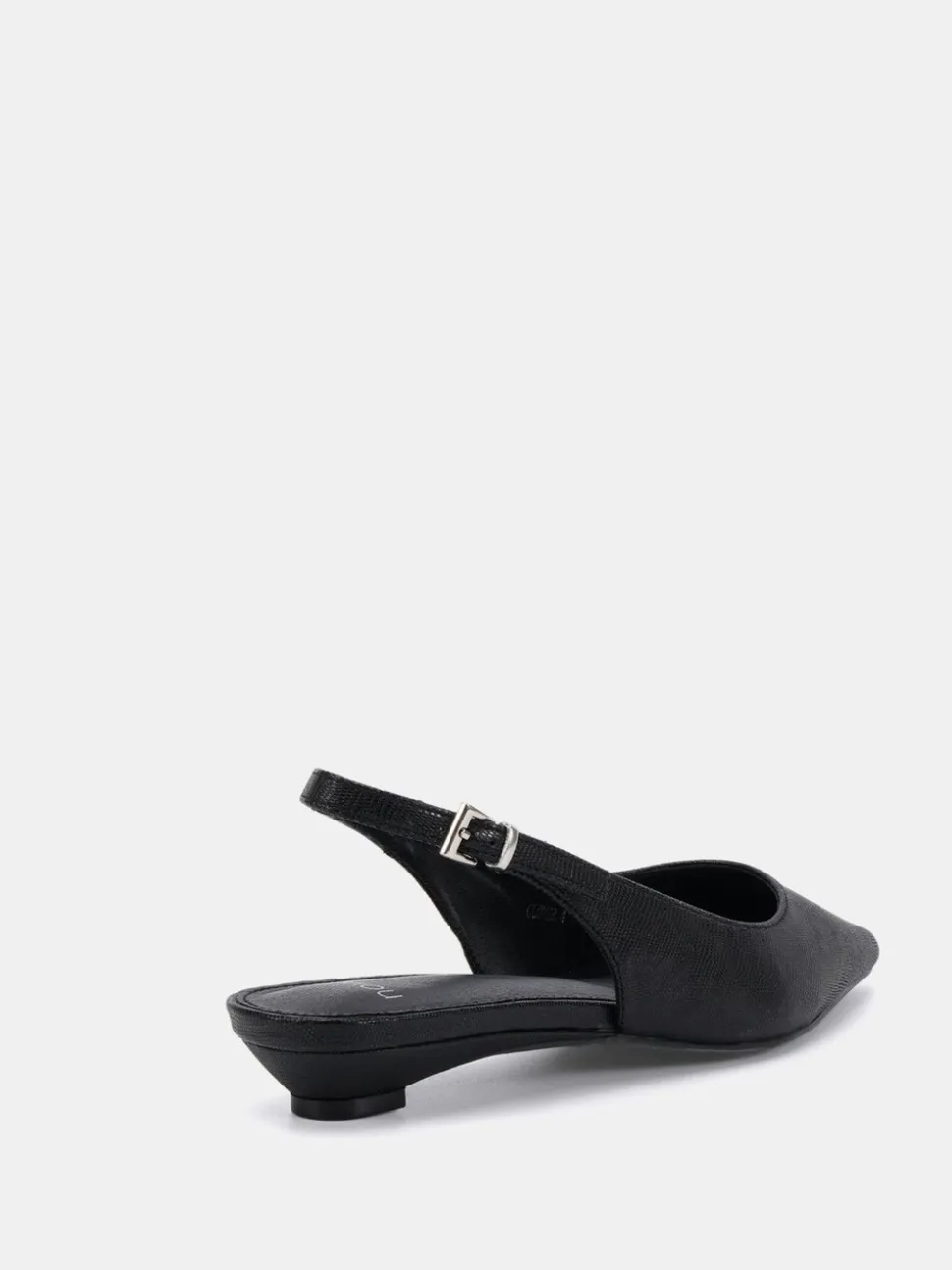 Zwart - Novo Clover Point Toe Low Heel Slingback Shoes
