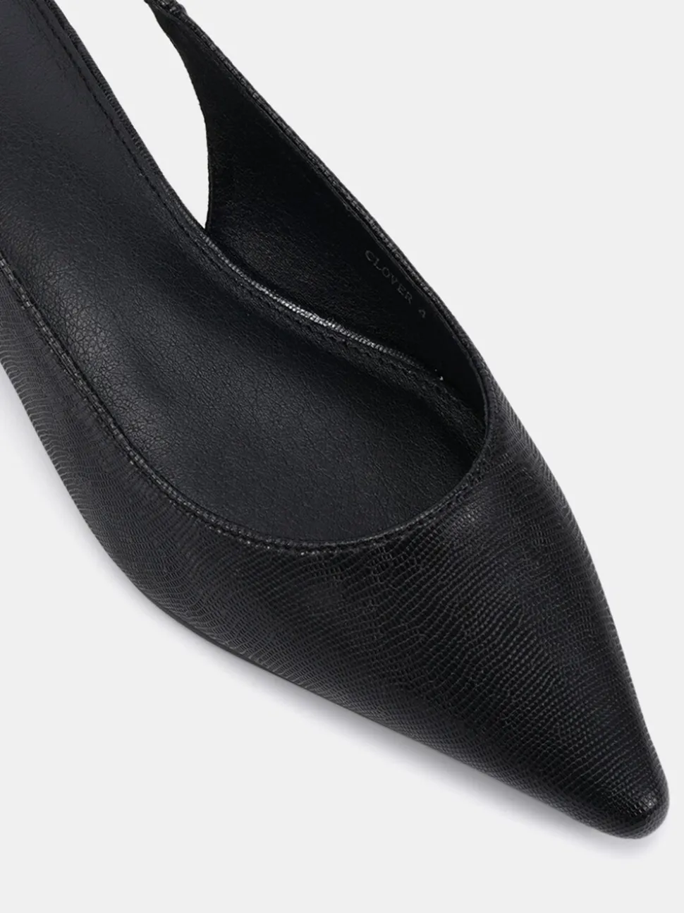 Zwart - Novo Clover Point Toe Low Heel Slingback Shoes