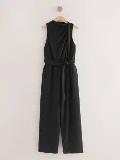 Zwart - Occasion Cowl Neck Sleeveless Jersey Jumpsuit