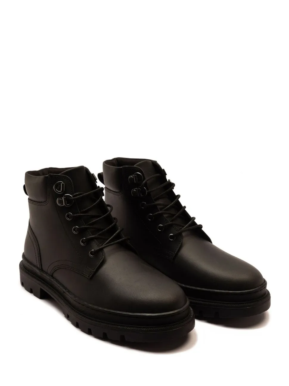 Zwart - Off The Hook Jones Leren Vetersluiting Casual Enkelboots