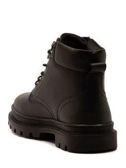 Zwart - Off The Hook Jones Leren Vetersluiting Casual Enkelboots