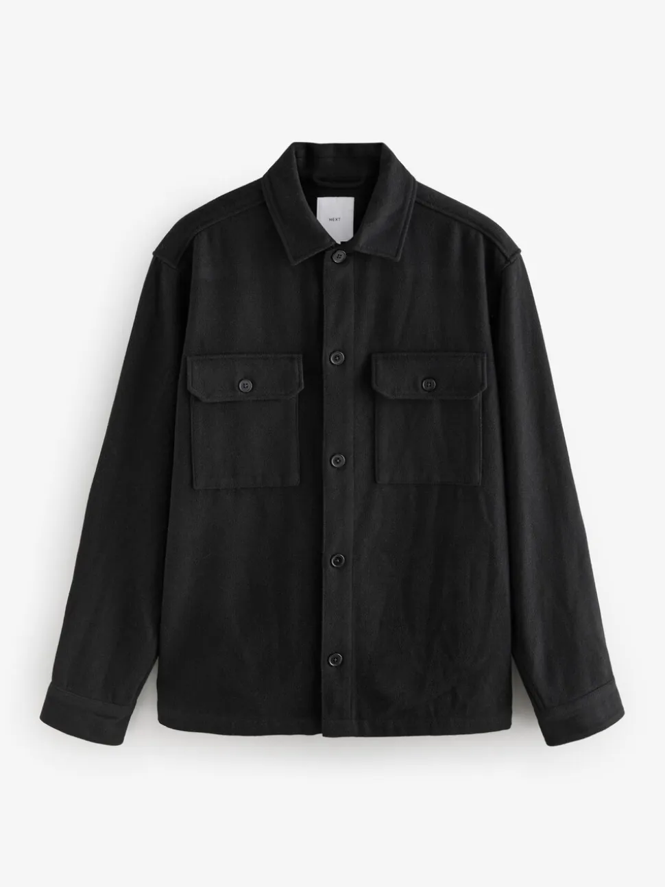Zwart - Overshirt met twee zakken en wol