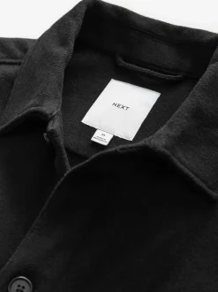 Zwart - Overshirt met twee zakken en wol