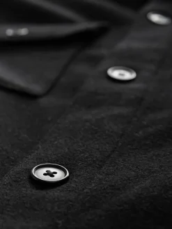 Zwart - Overshirt met twee zakken en wol
