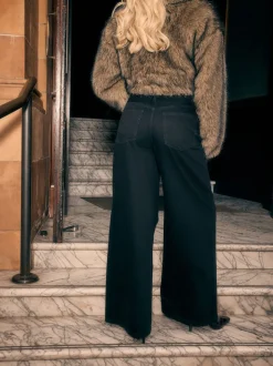 Zwart - Palazzo-jeans met hoge taille en wijde pijpen