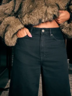 Zwart - Palazzo-jeans met hoge taille en wijde pijpen