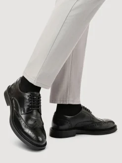 Zwart - Pavers Wide Fit Leather Brogue Derby Shoes