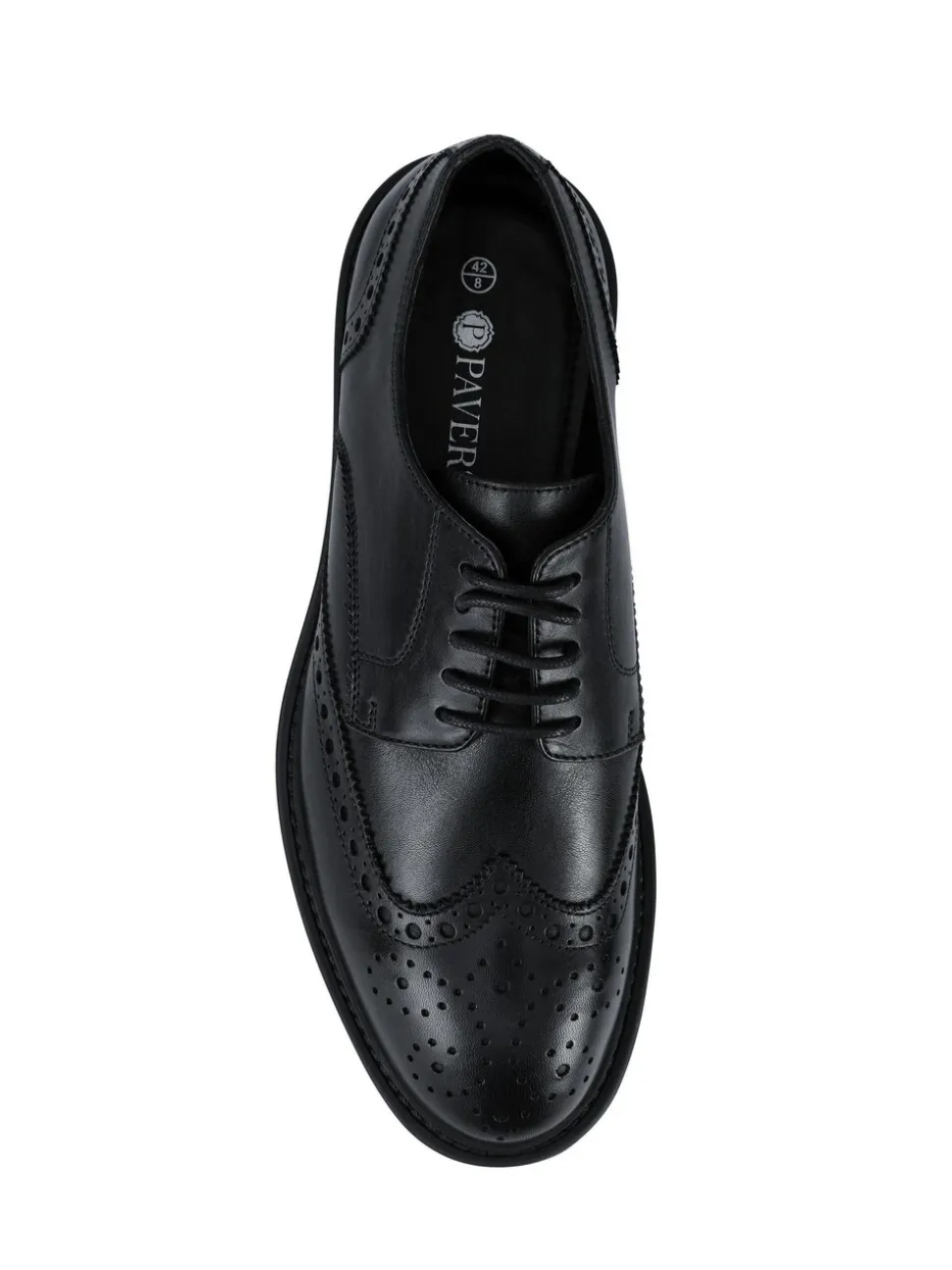 Zwart - Pavers Wide Fit Leather Brogue Derby Shoes