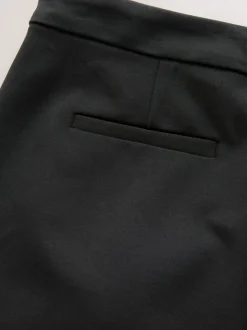 Zwart - Ponte Broek met Wijde pijpen en goudkleurige knoopdetails
