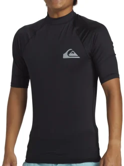 Zwart - Quiksilver UPF50 uv-werend hemdje met korte mouwen