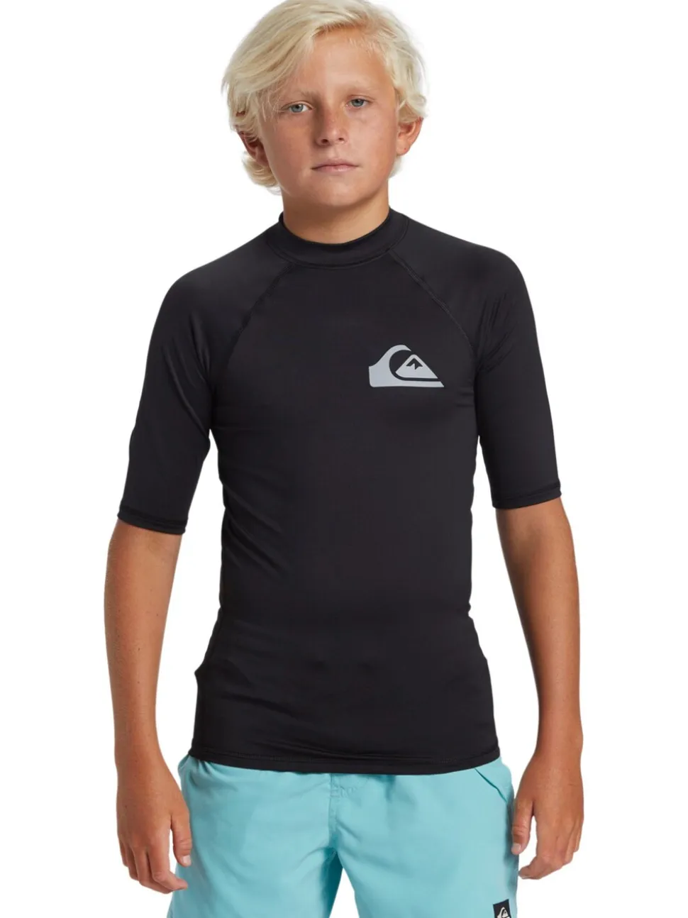 Zwart - Quiksilver Youth UPF50 uv-werend hemdje met korte mouwen