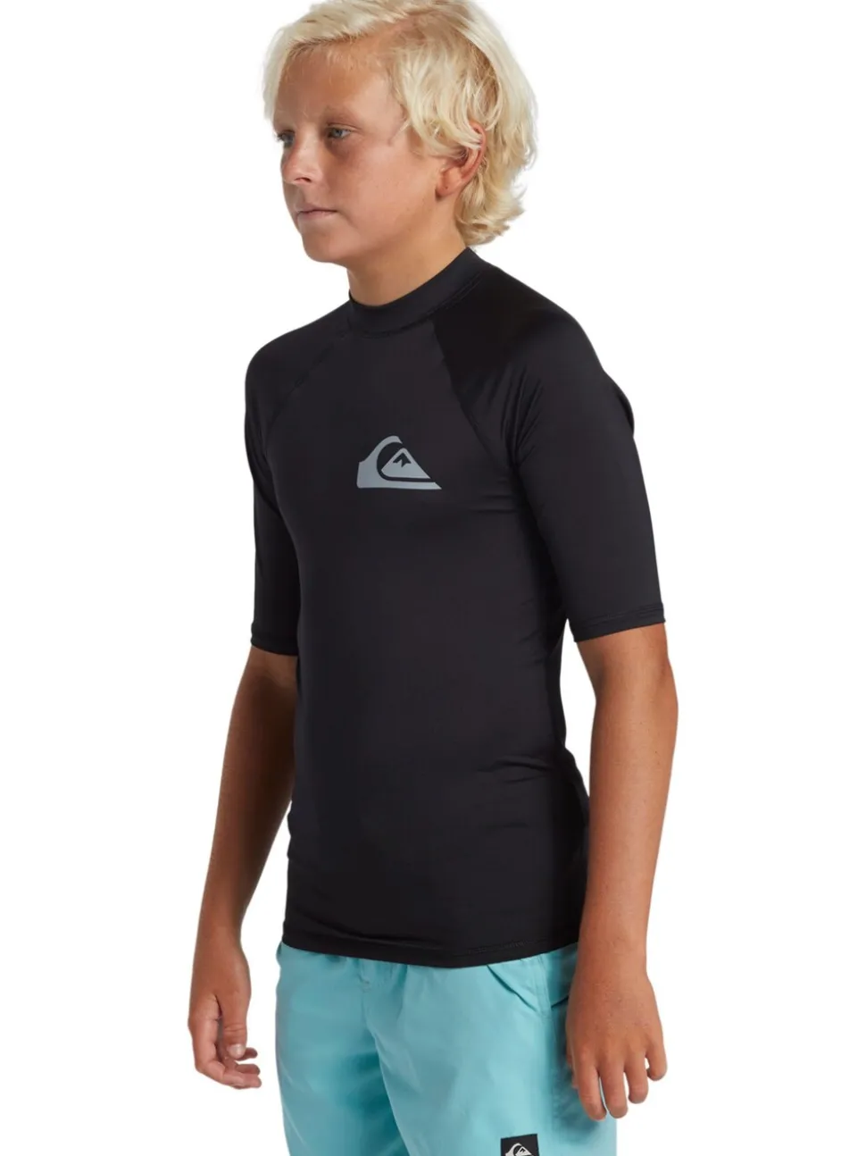 Zwart - Quiksilver Youth UPF50 uv-werend hemdje met korte mouwen