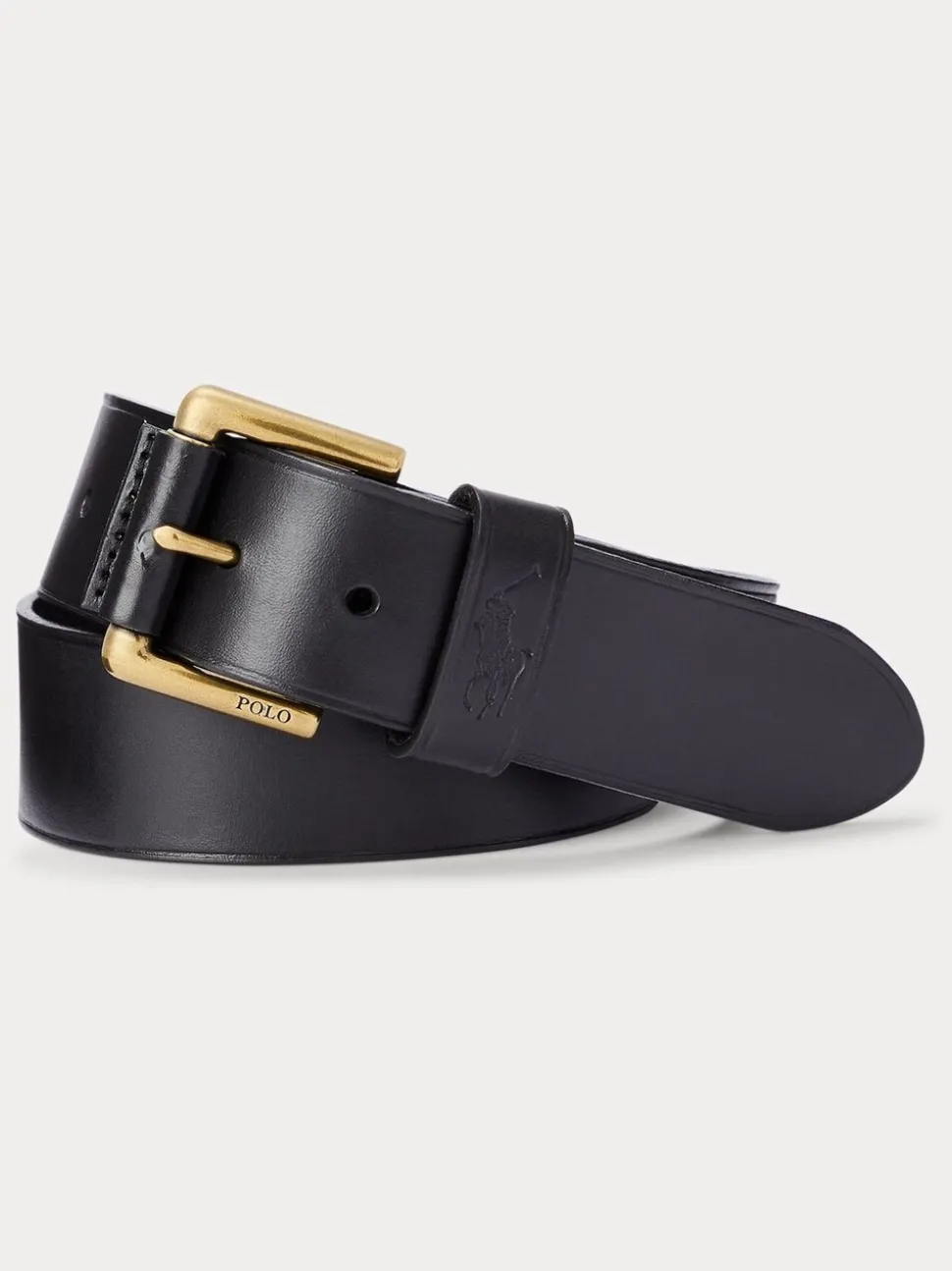 Zwart - Ralph Lauren leren riem met het logo van de polospeler op paard