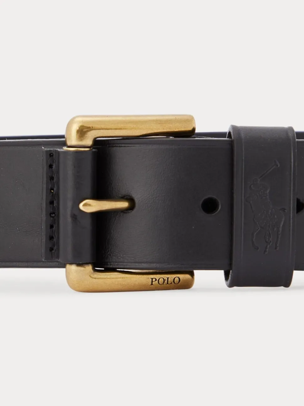 Zwart - Ralph Lauren leren riem met het logo van de polospeler op paard