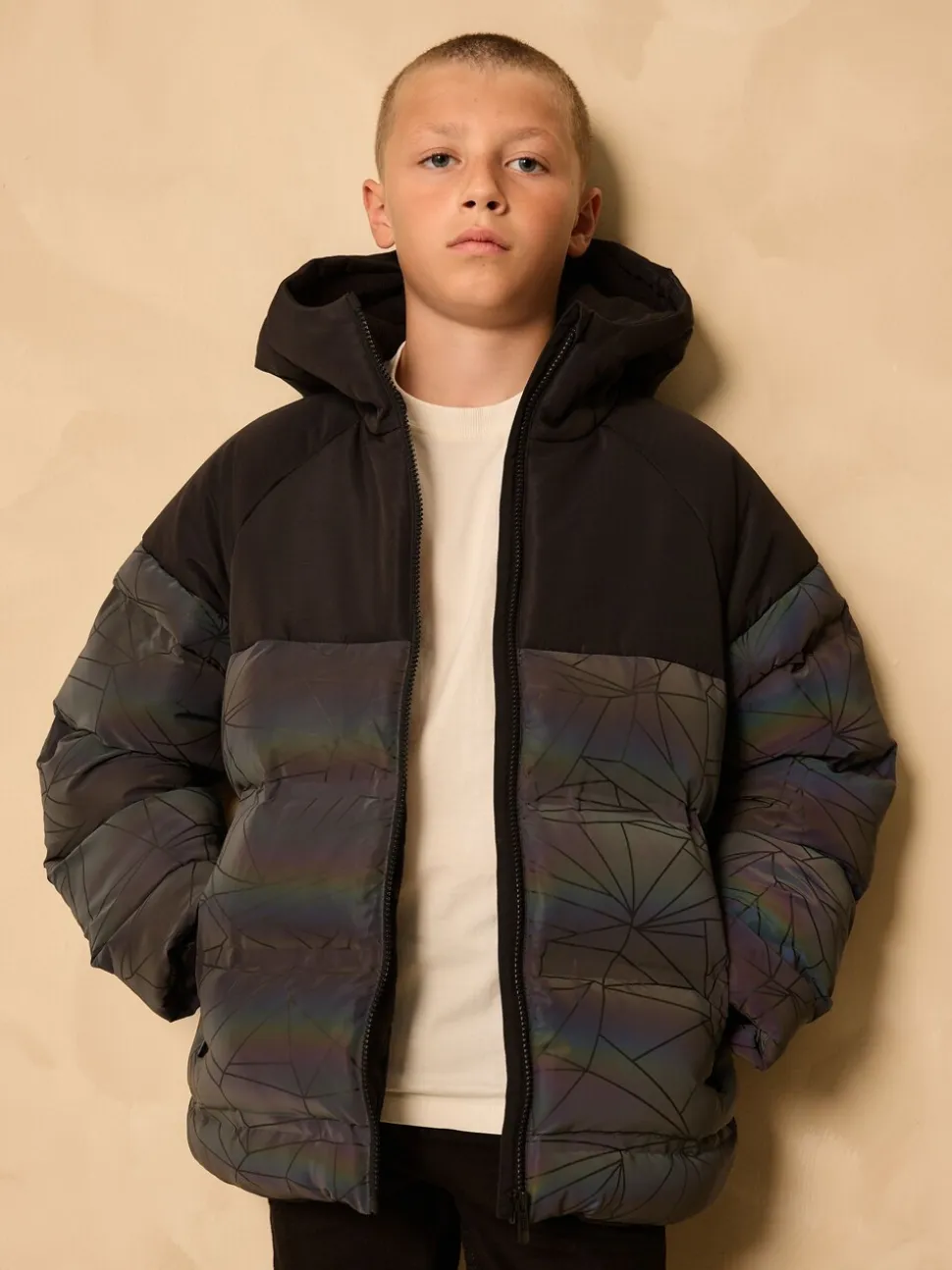 Zwart - Reflecterende, regenbestendige microfleece gevoerde jas (3-16jr)