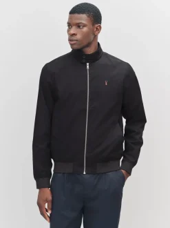 Zwart - Regenbestendig Harrington jack met geruite voering