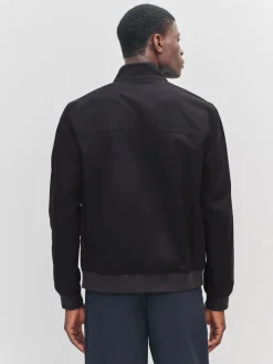 Zwart - Regenbestendig Harrington jack met geruite voering