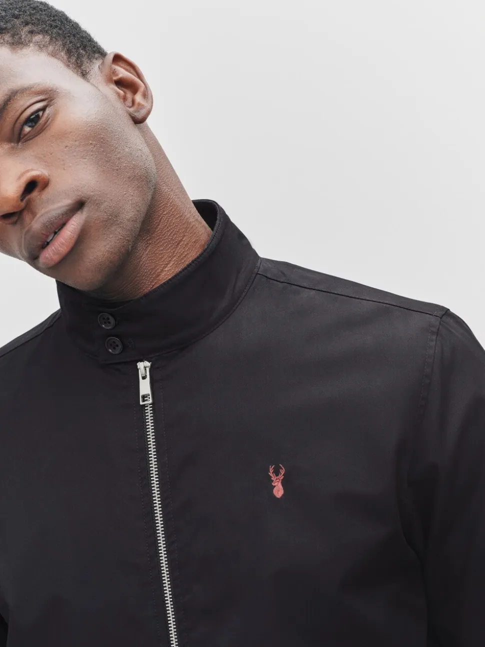 Zwart - Regenbestendig Harrington jack met geruite voering