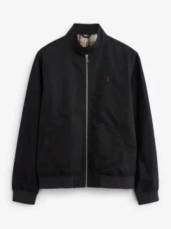 Zwart - Regenbestendig Harrington jack met geruite voering