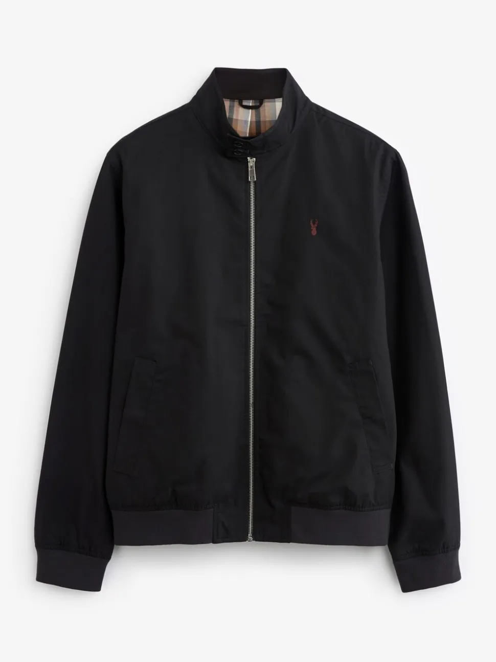 Zwart - Regenbestendig Harrington jack met geruite voering