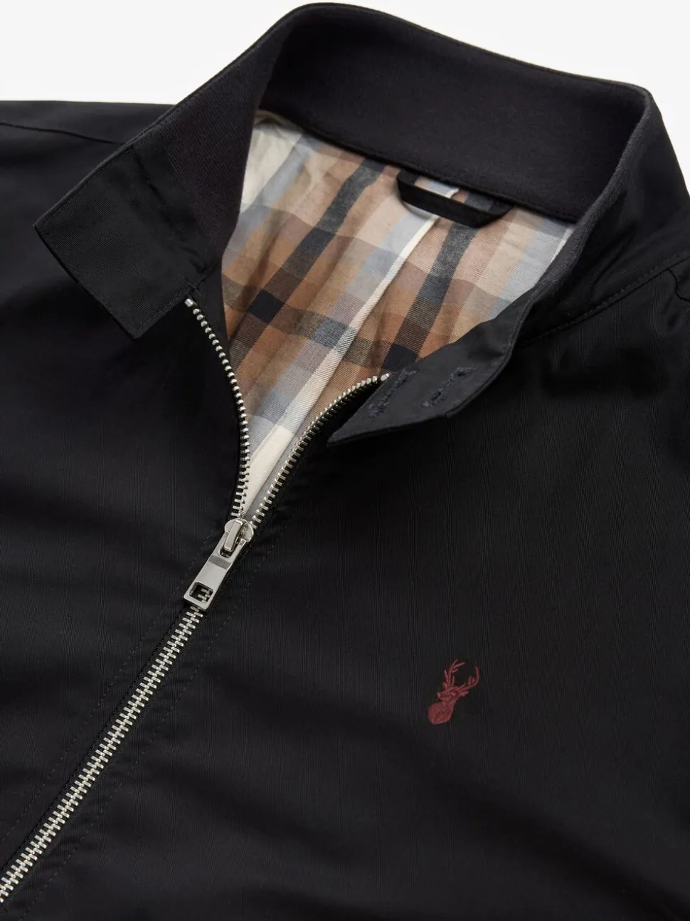 Zwart - Regenbestendig Harrington jack met geruite voering