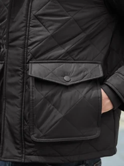 Zwart - Regenbestendige corduroy colbert met schuine doorgestikte ruit