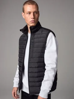 Zwart - Regenbestendige, dunne gewatteerde bodywarmer