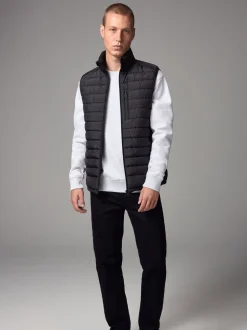 Zwart - Regenbestendige, dunne gewatteerde bodywarmer