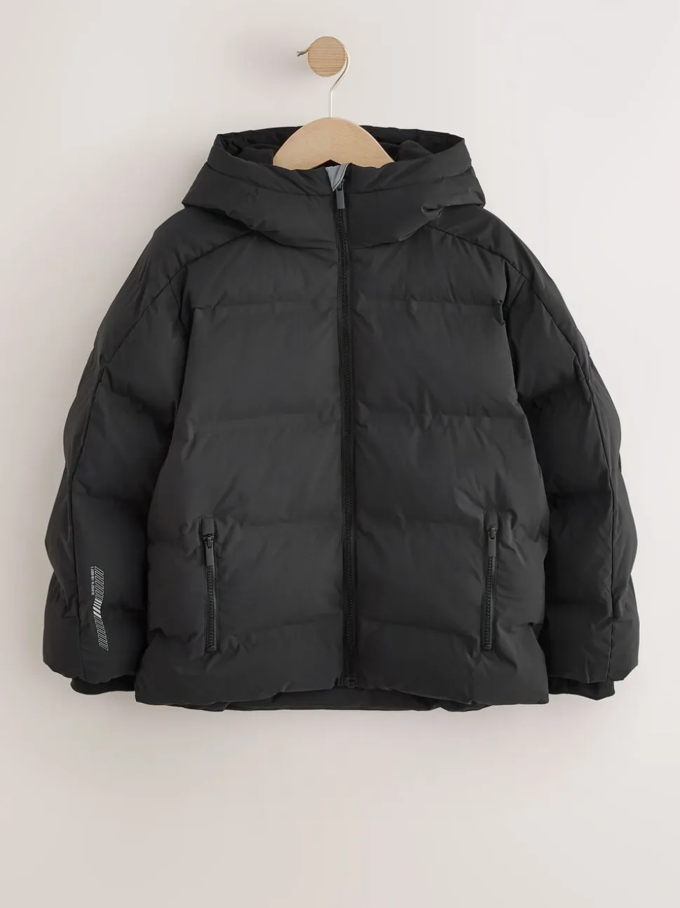 Zwart - Regenbestendige gewatteerde jas met microfleece voering (3-17jr)