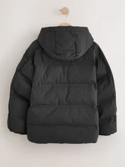 Zwart - Regenbestendige gewatteerde jas met microfleece voering (3-17jr)