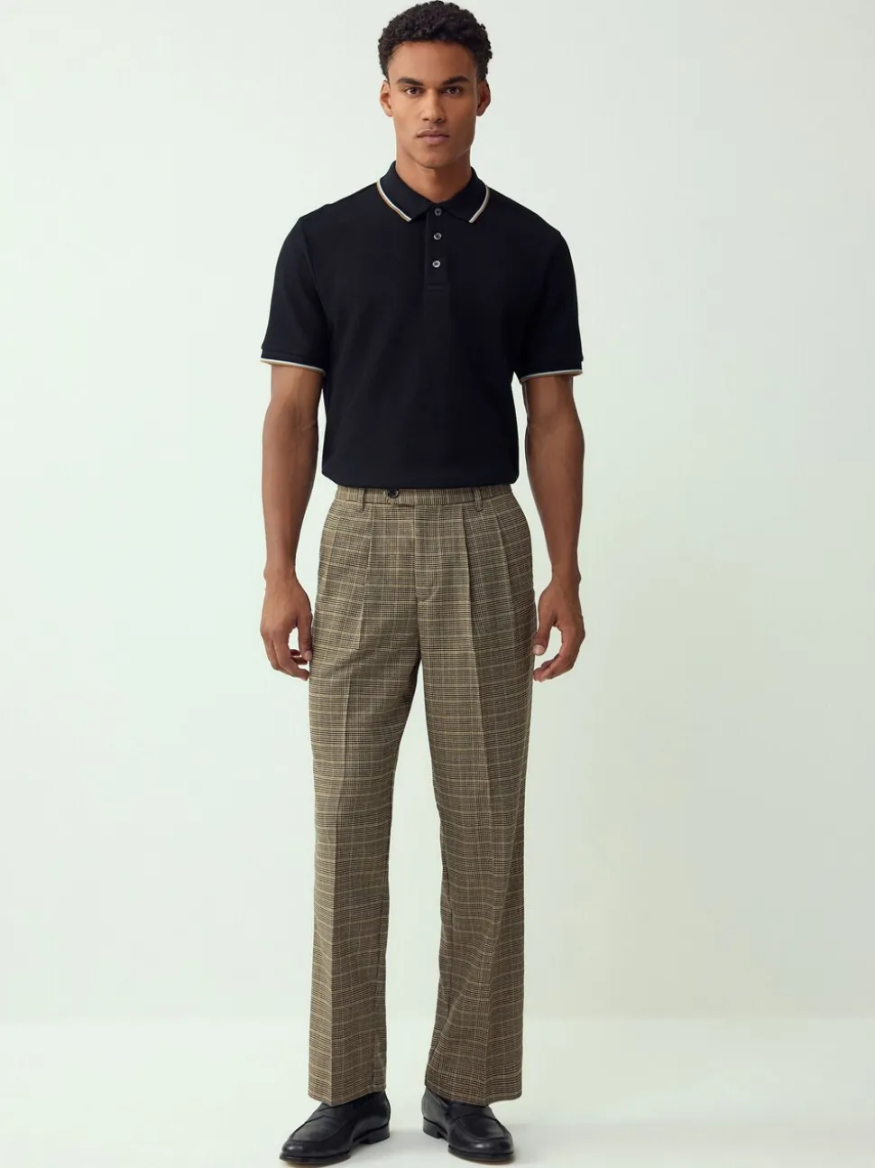Zwart - Regular fit poloshirt met korte mouwen en contrasterende randen
