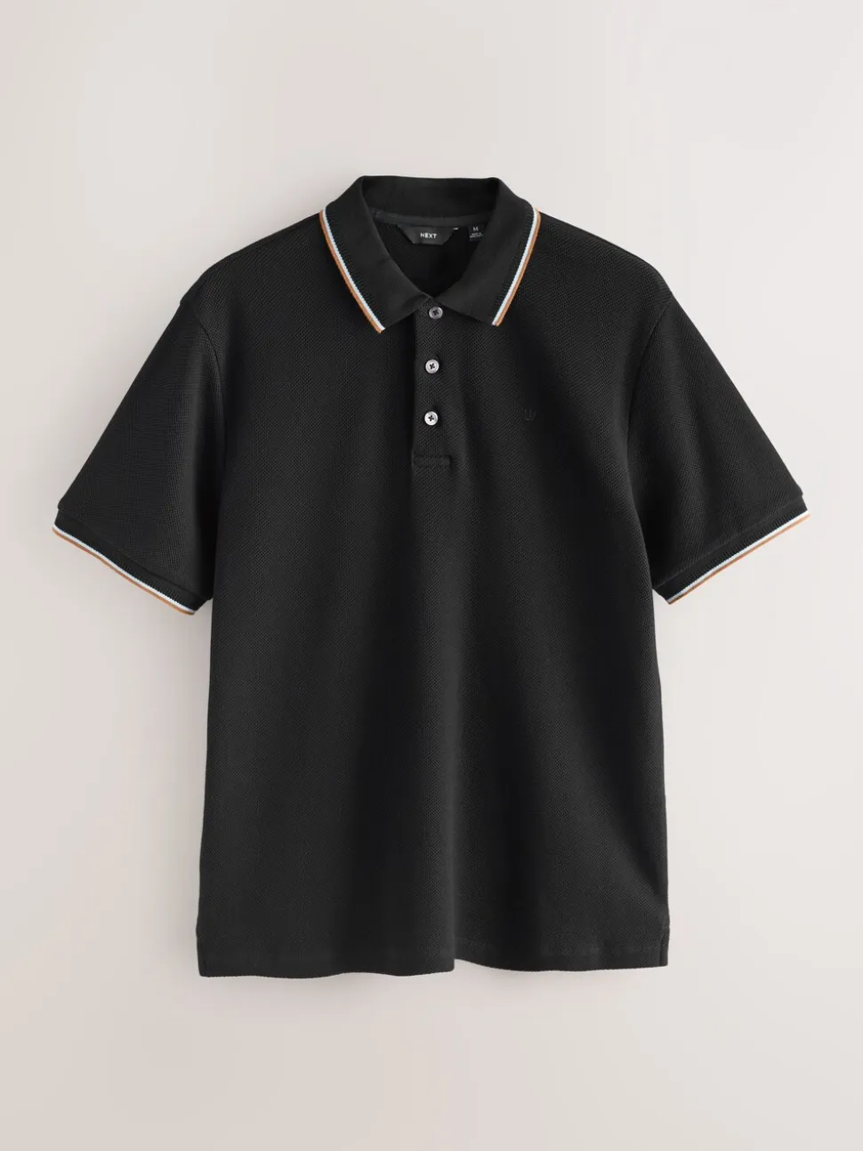 Zwart - Regular fit poloshirt met korte mouwen en contrasterende randen